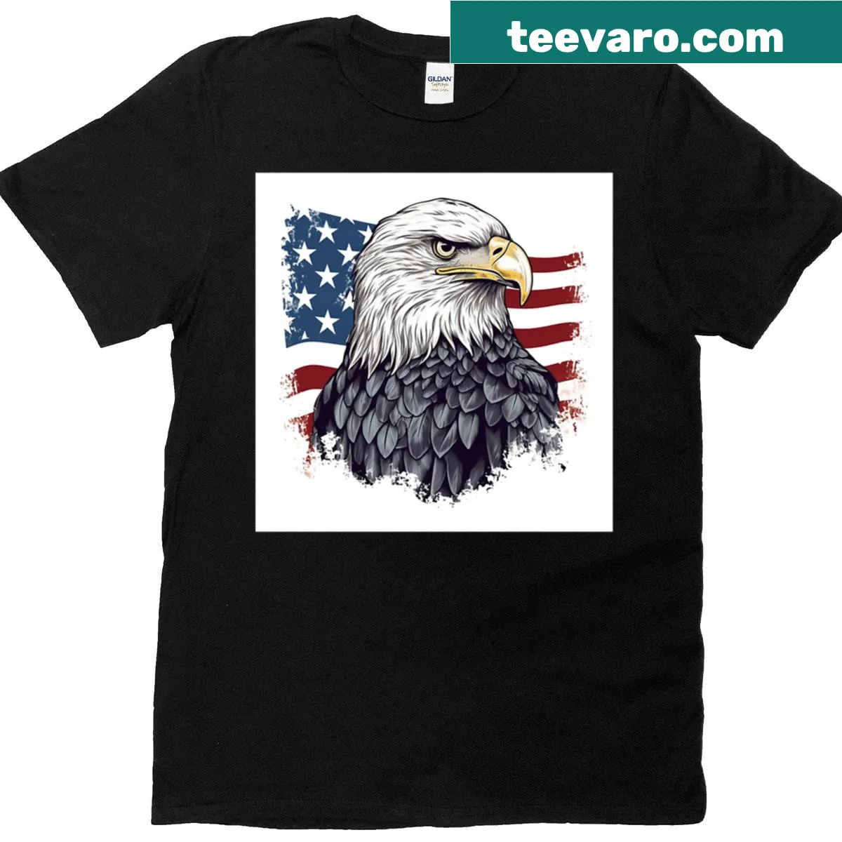Oversized T-shirt featuring an American flag print — on a men's t-shirt