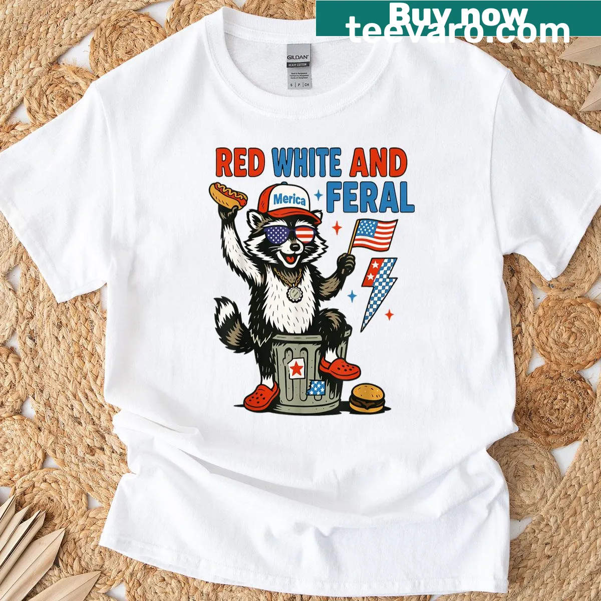 Cute and funny patriotic t-shirt with playful graphics — on a men's t-shirt