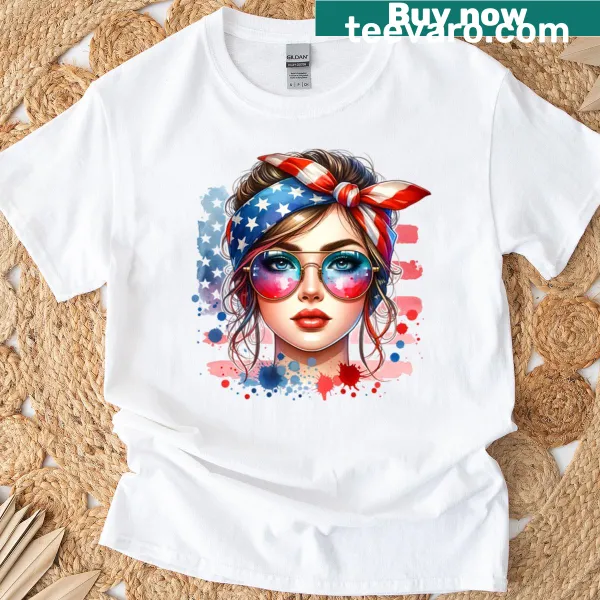 Charming patriotic design on women's t-shirt