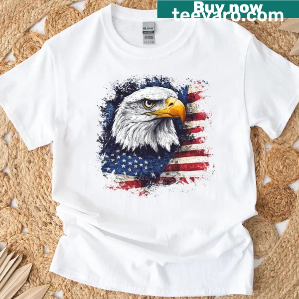 Bold eagle graphic on patriotic t-shirt