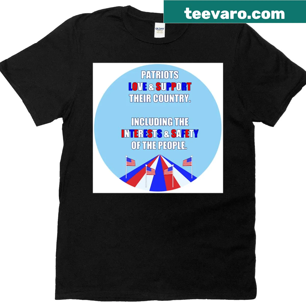 Minimalist silhouette design representing patriotism on a t-shirt — on a men's t-shirt