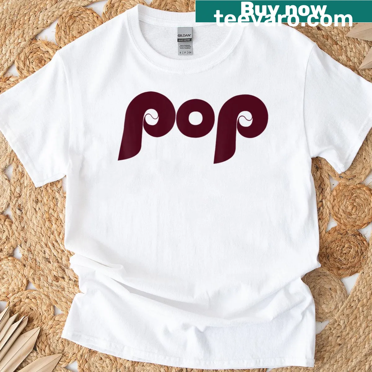Funny Philly Pop Dad text graphic T-shirt for Father’s Day — on a men's t-shirt