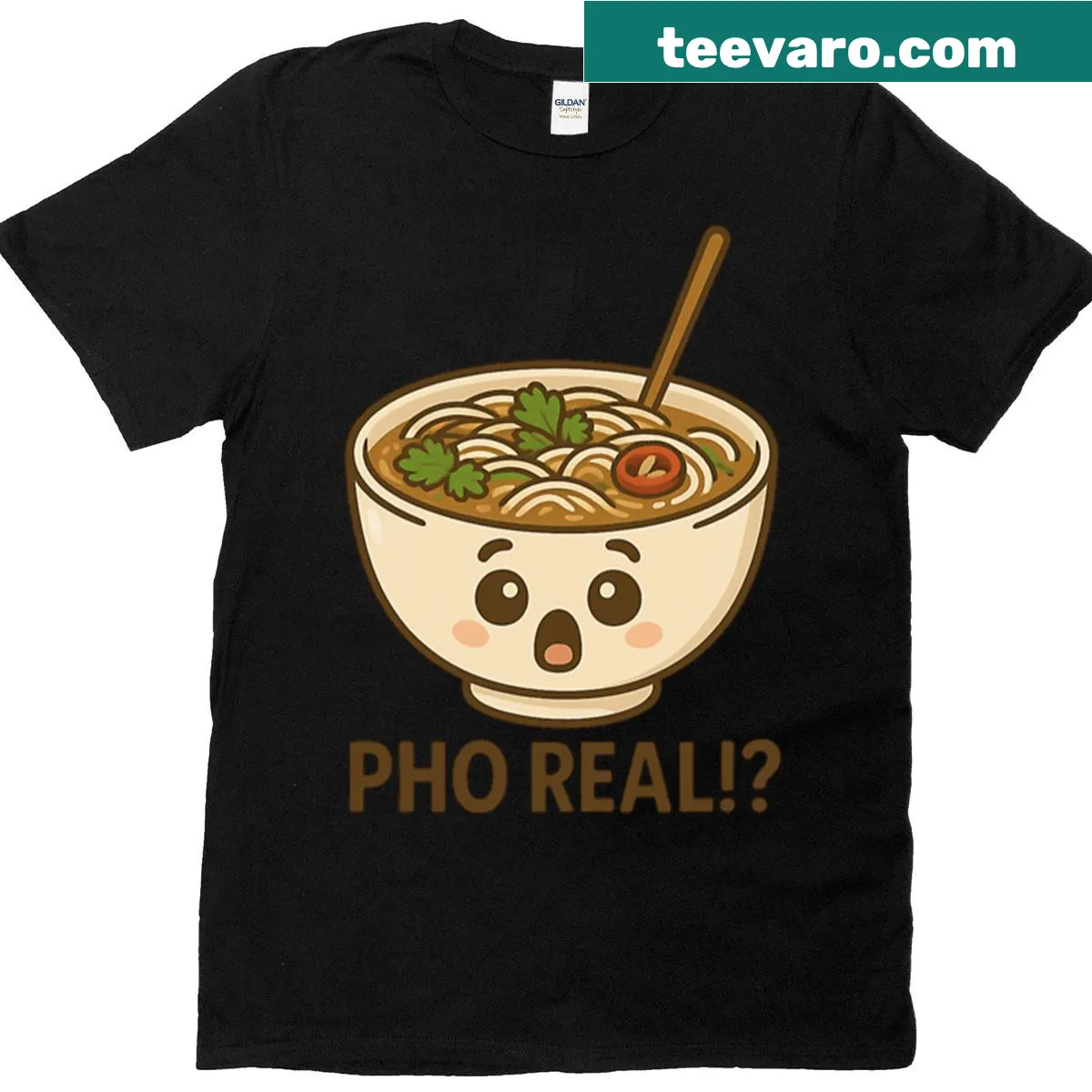 Humorous T-shirt featuring the phrase 'Pho Real' — on a men's t-shirt