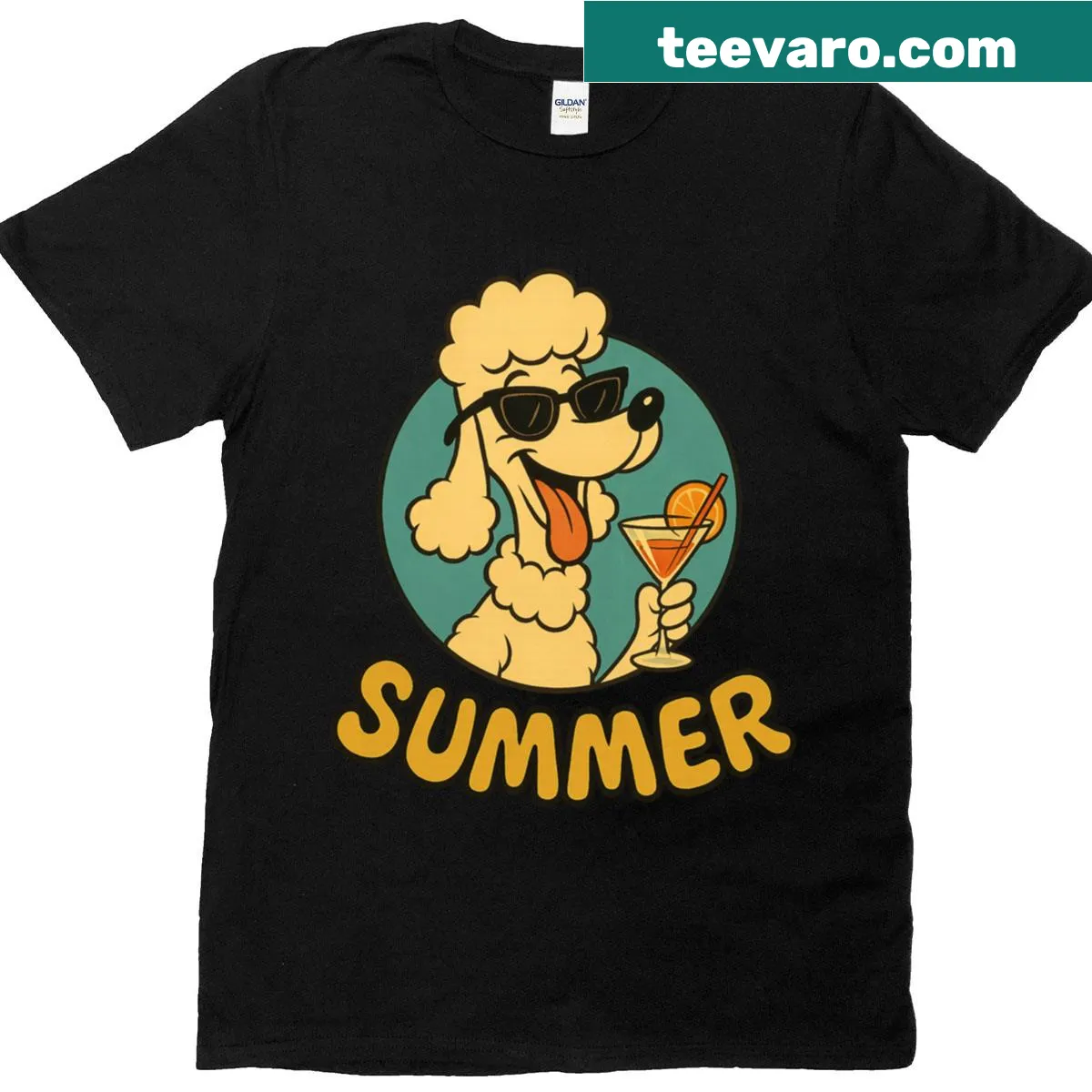 Cartoon poodle graphic on a vintage style t-shirt — on a men's t-shirt