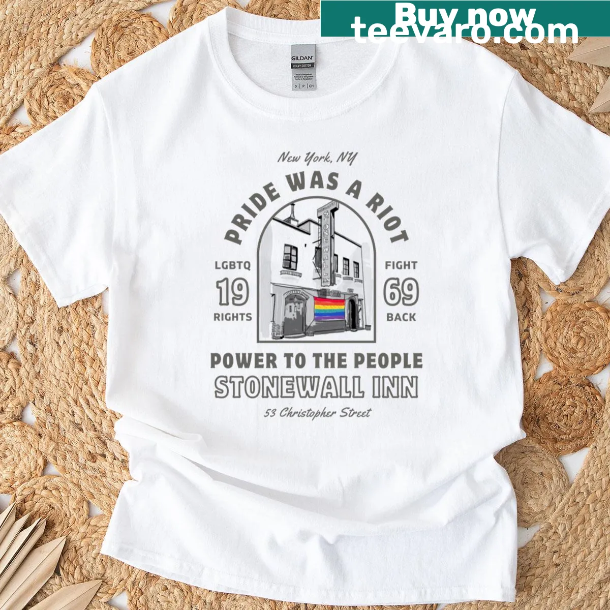T-shirt with the text Pride Was A Riot — on a men's t-shirt