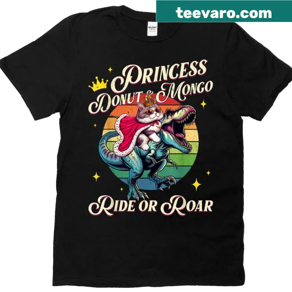 Whimsical princess donut character graphic on a t-shirt