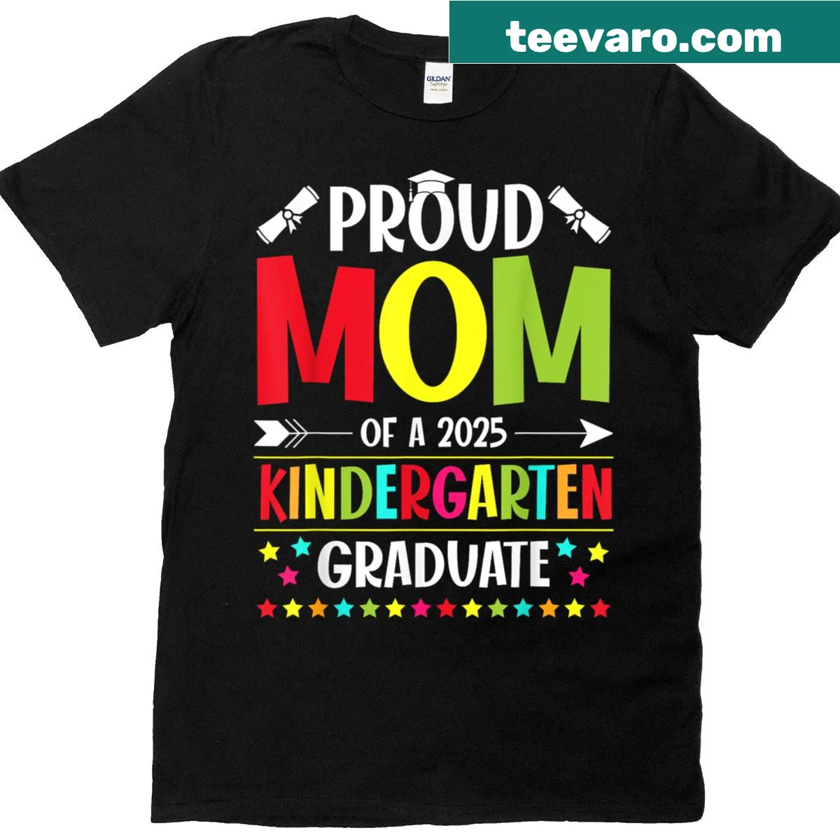Funny t-shirt for proud moms of kindergarten graduates — on a men's t-shirt