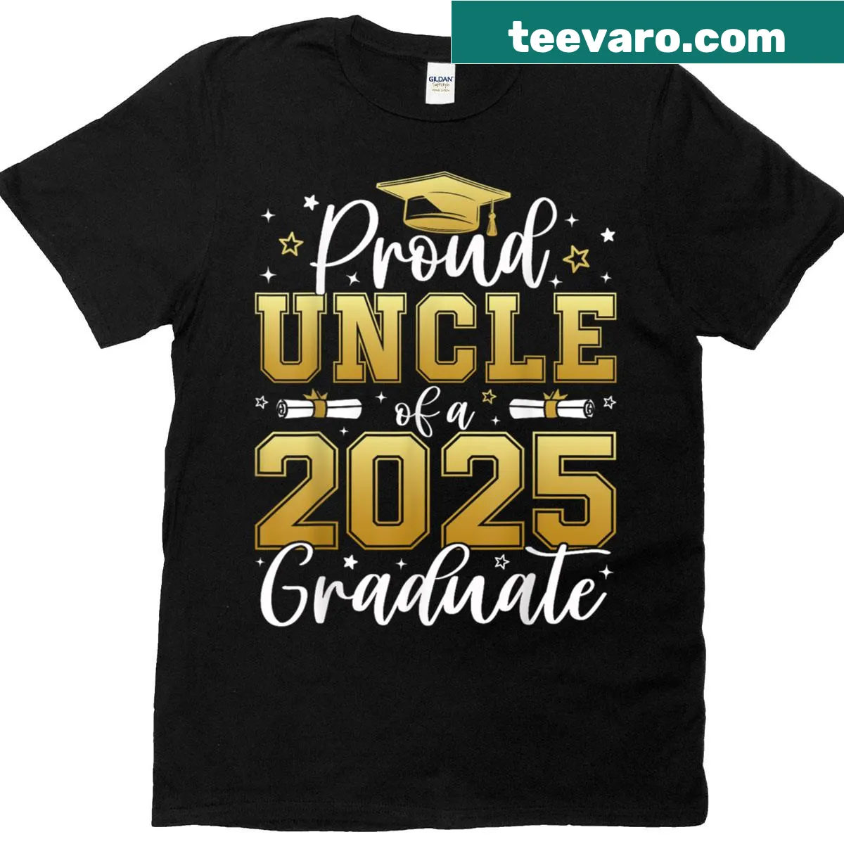 Uncle of a 2025 graduate T-shirt with proud text — on a men's t-shirt