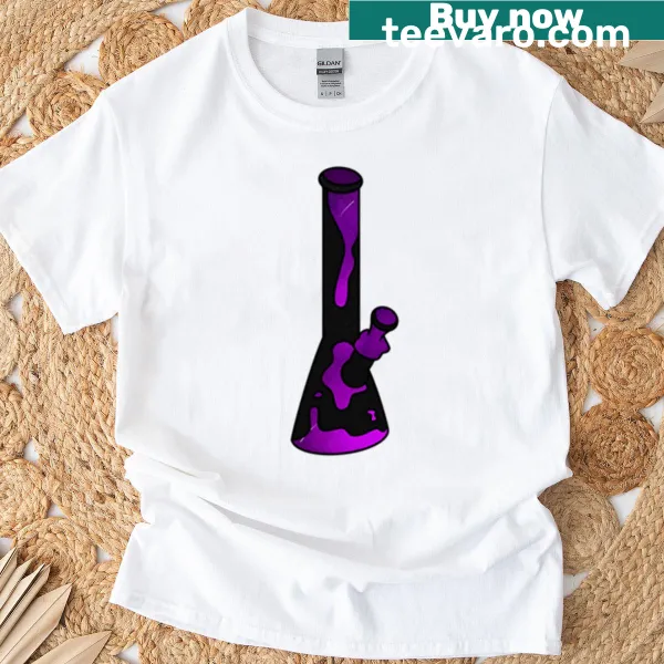 Galactic lava bong graphic on a purple t-shirt