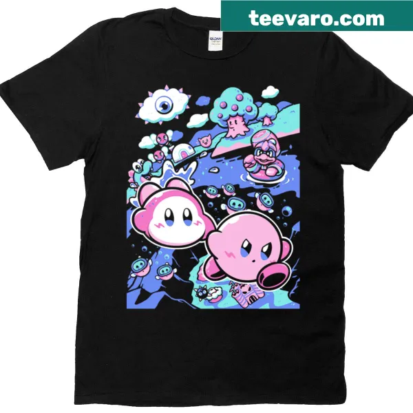 Cartoon design of a rainbow adventure on a T-shirt