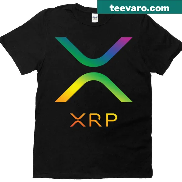 T-shirt featuring the XR Ripple logo in rainbow gradient