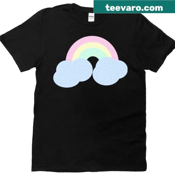 Oversized T-shirt featuring multiple colorful rainbow hearts