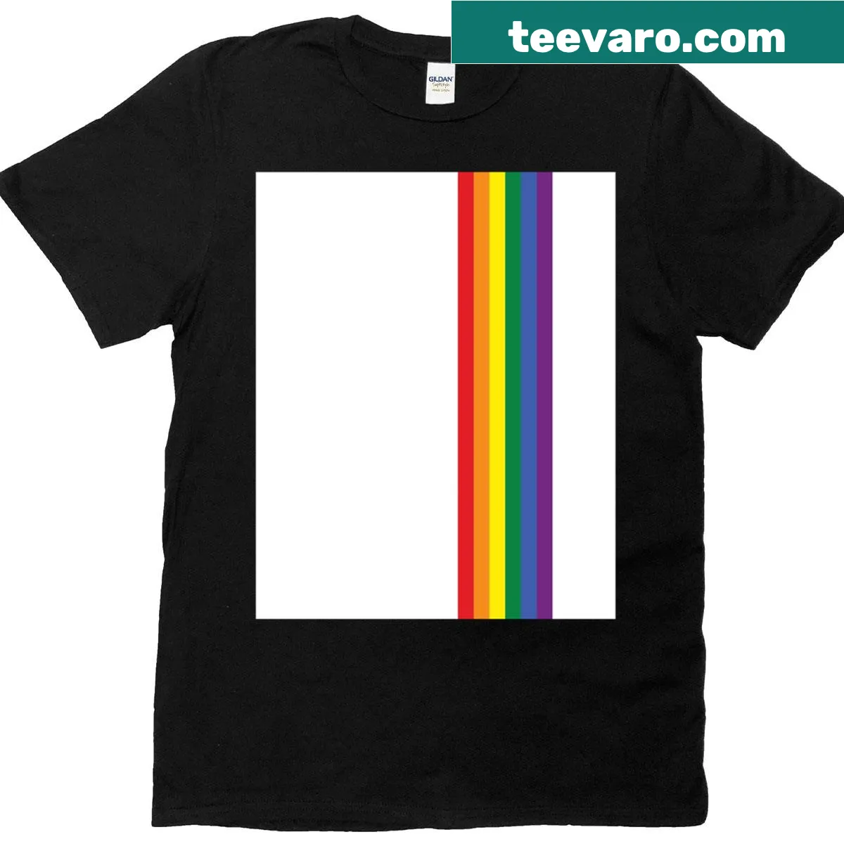 LGBT strip graphic T-shirt in rainbow colors representing pride — on a men's t-shirt