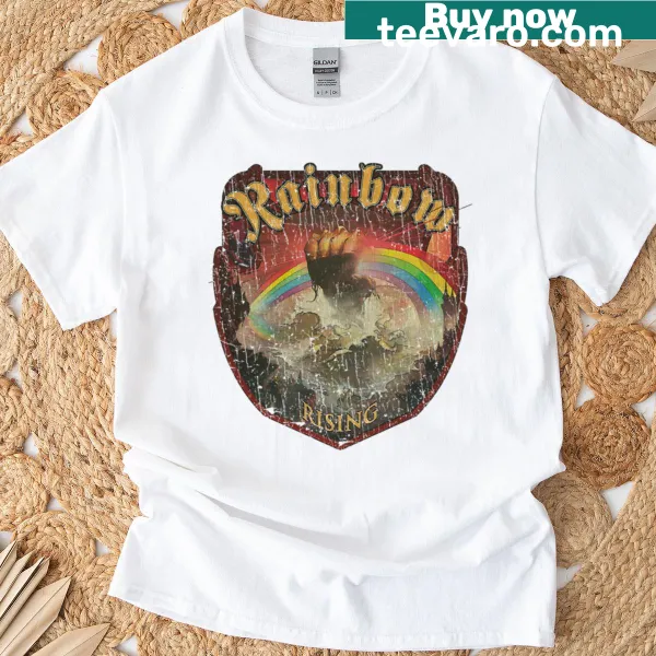 Vintage-style T-shirt with a rainbow design from 1976
