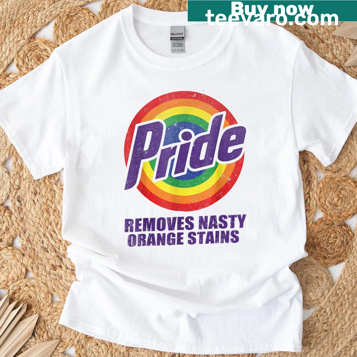Vintage-style T-shirt with a playful message for Pride Month. — on a men's t-shirt