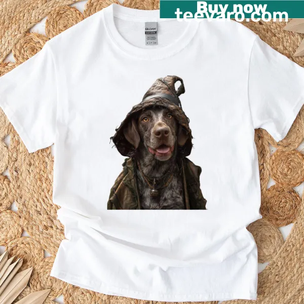 Illustrated dogs in Renaissance attire on a T-shirt