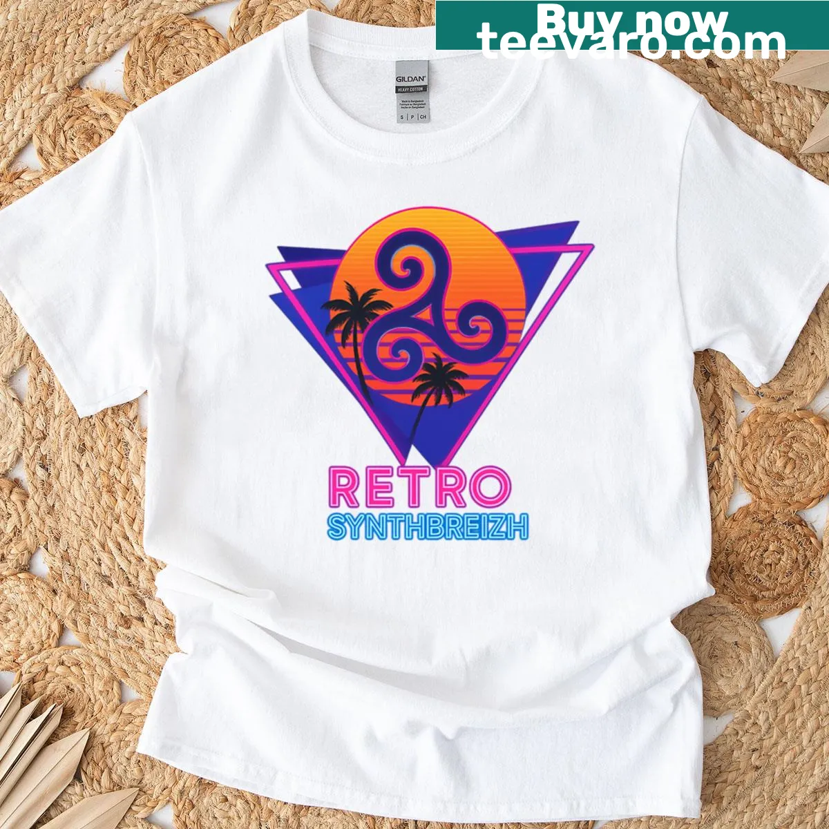 Retro logo design for Synthbreizh on a T-shirt — on a men's t-shirt