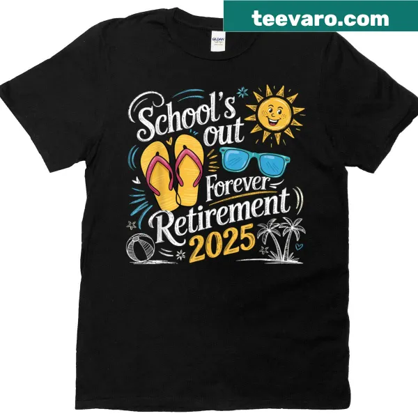 Retirement-themed T-shirt for teachers with celebratory design