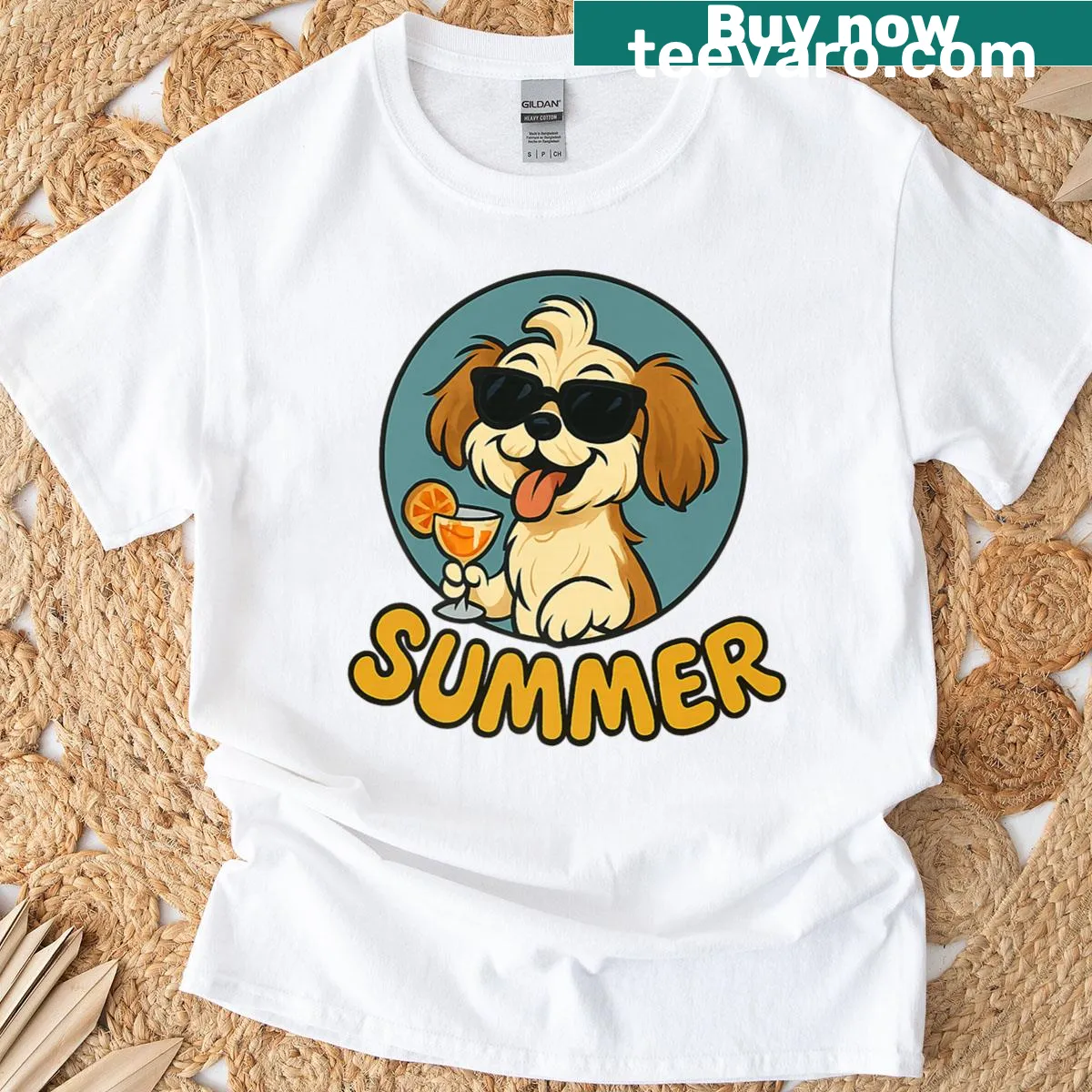 Vintage-style Shih Tzu cartoon shirt with a humorous design. — on a men's t-shirt