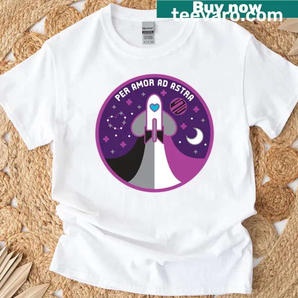 Asexual pride flag on a t-shirt representing Space Pride
