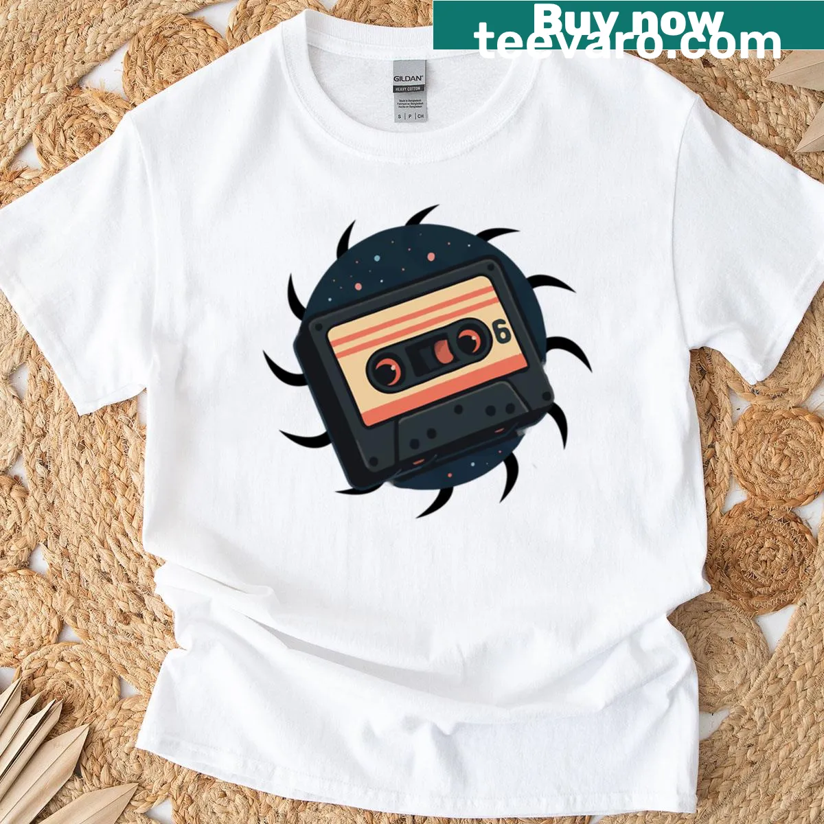 Stellar Sounds typography graphic on oversized T-shirt — on a men's t-shirt