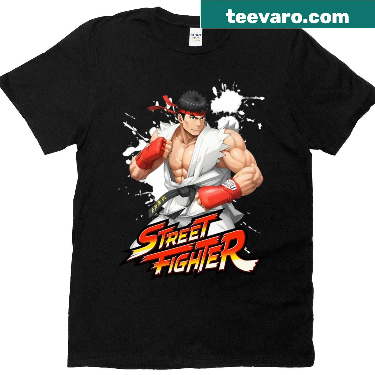 Illustration of Ryu from Street Fighter on a T-shirt — on a men's t-shirt