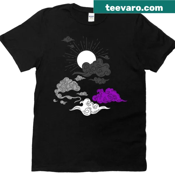 Artistic sun and clouds design for asexual pride on T-shirt