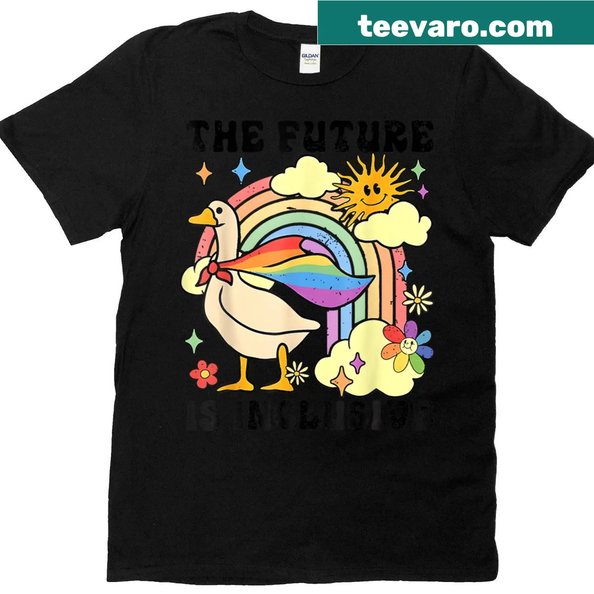 Social justice rainbow pride t-shirt promoting inclusivity — on a men's t-shirt