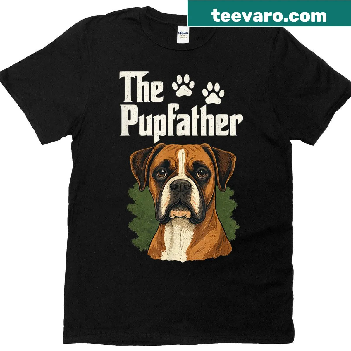 Cute T-shirt with a dog illustration celebrating dog dads and their pets. — on a men's t-shirt