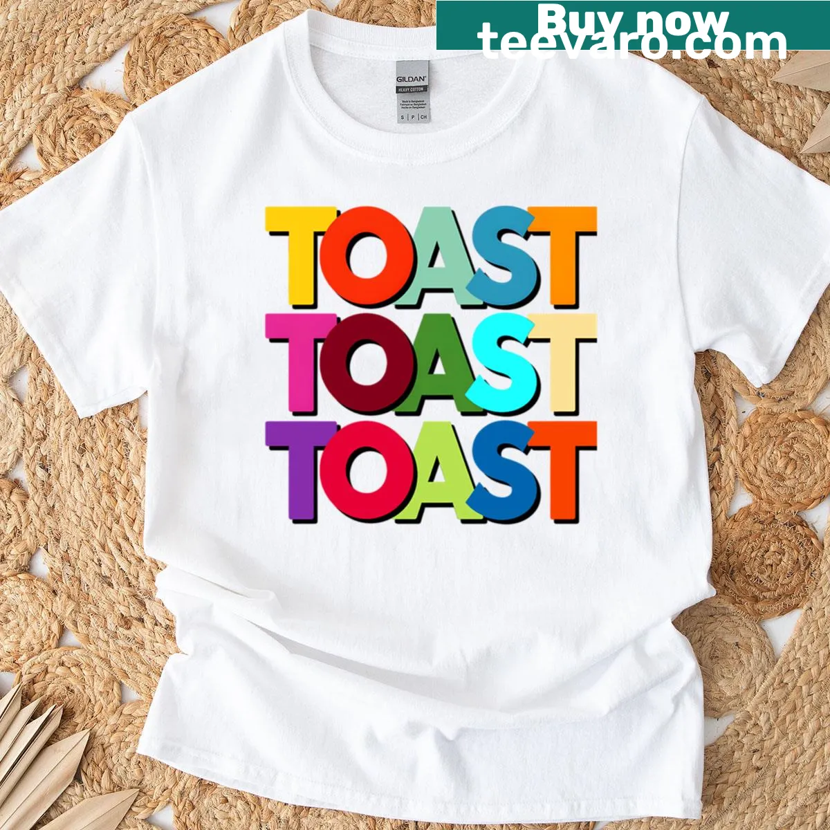 Oversized T-shirt with a playful cartoon toast graphic — on a men's t-shirt