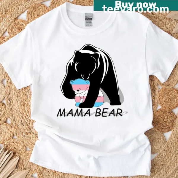 Mama bear illustration with rainbow colors symbolizing transgender pride