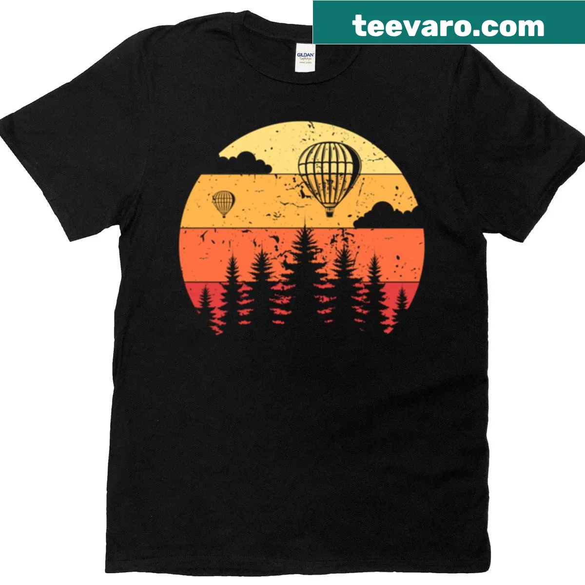 Retro hot air balloon graphic t-shirt evoking a sense of adventure — on a men's t-shirt