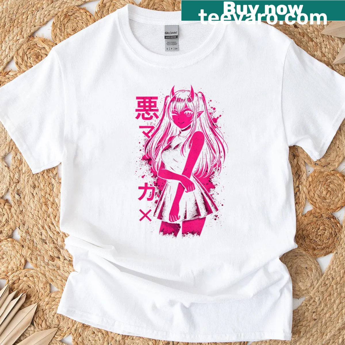 Anime horror aesthetic T-shirt with goth girl manga characters — on a men's t-shirt