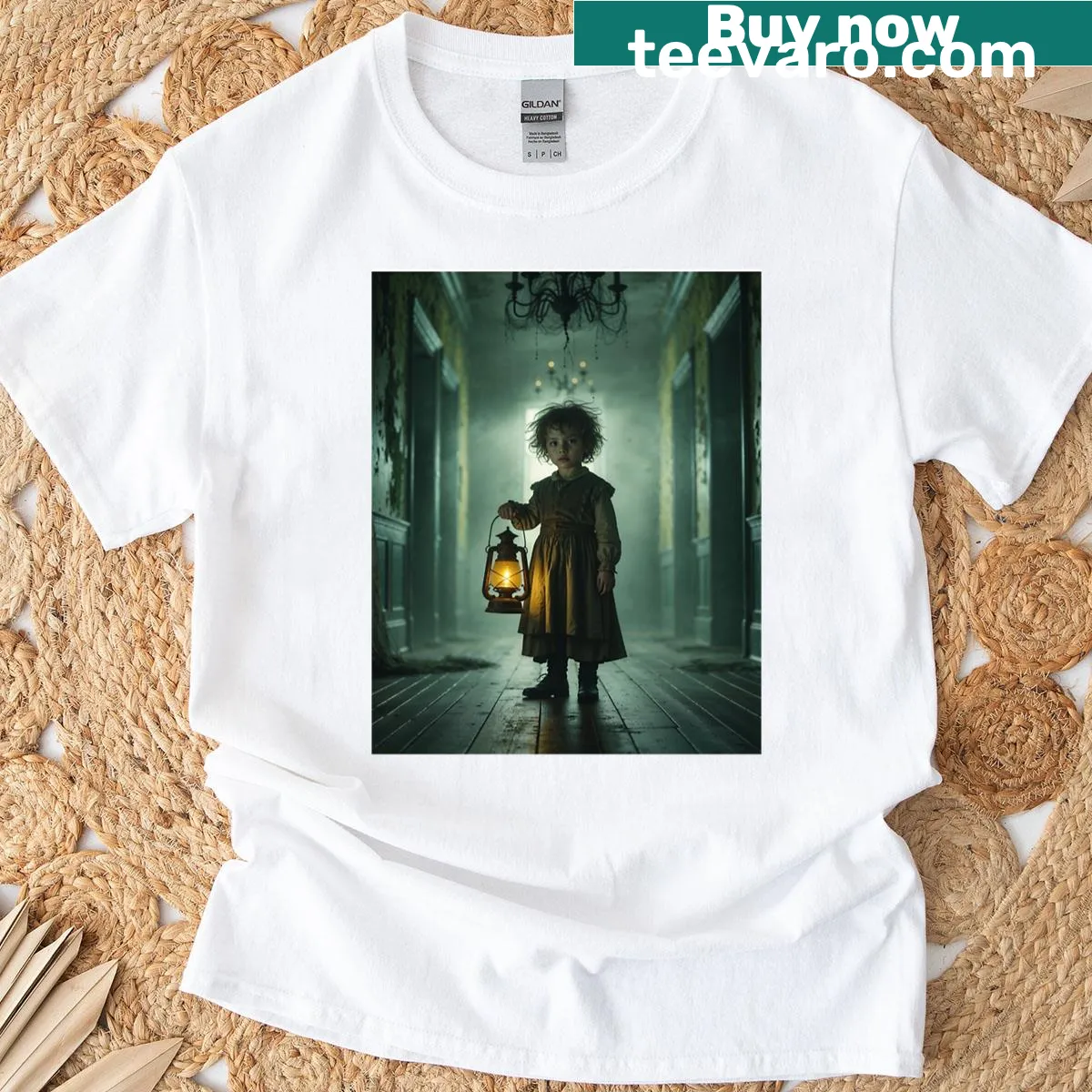 Minimalist t-shirt with the phrase 'Whispers In The Candlelight' — on a men's t-shirt