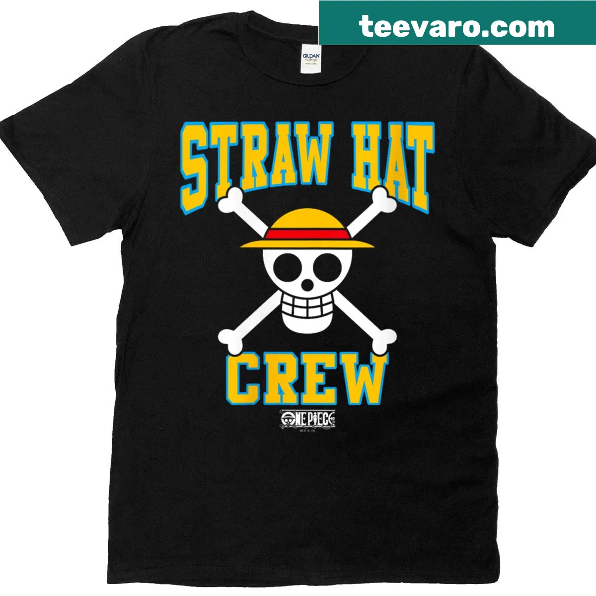 Anime Straw Hat Crew graphic on a women's t-shirt — on a men's t-shirt