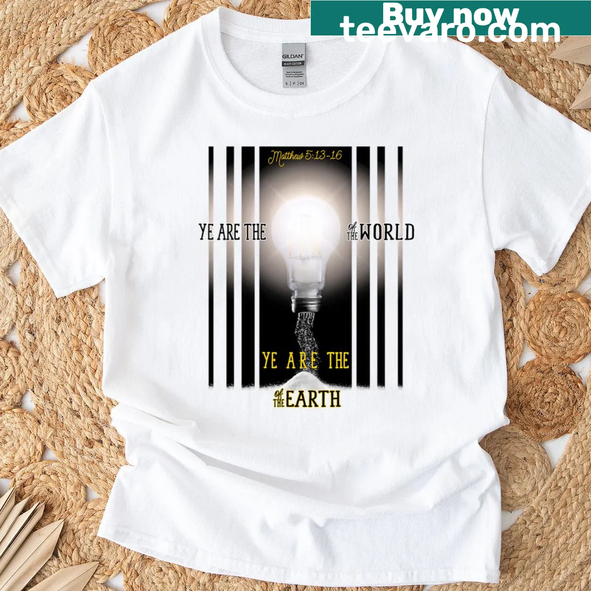 T-shirt with 'Ye Are Salt Light' text for faith expression — on a men's t-shirt