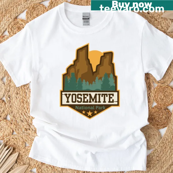 Yosemite Teton National State Park sticker graphic on T-shirt