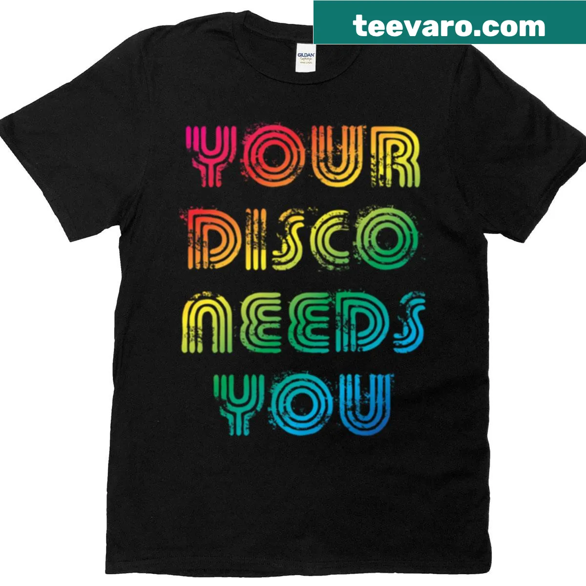 T-shirt with text: 'Your Disco Needs You.' — on a men's t-shirt