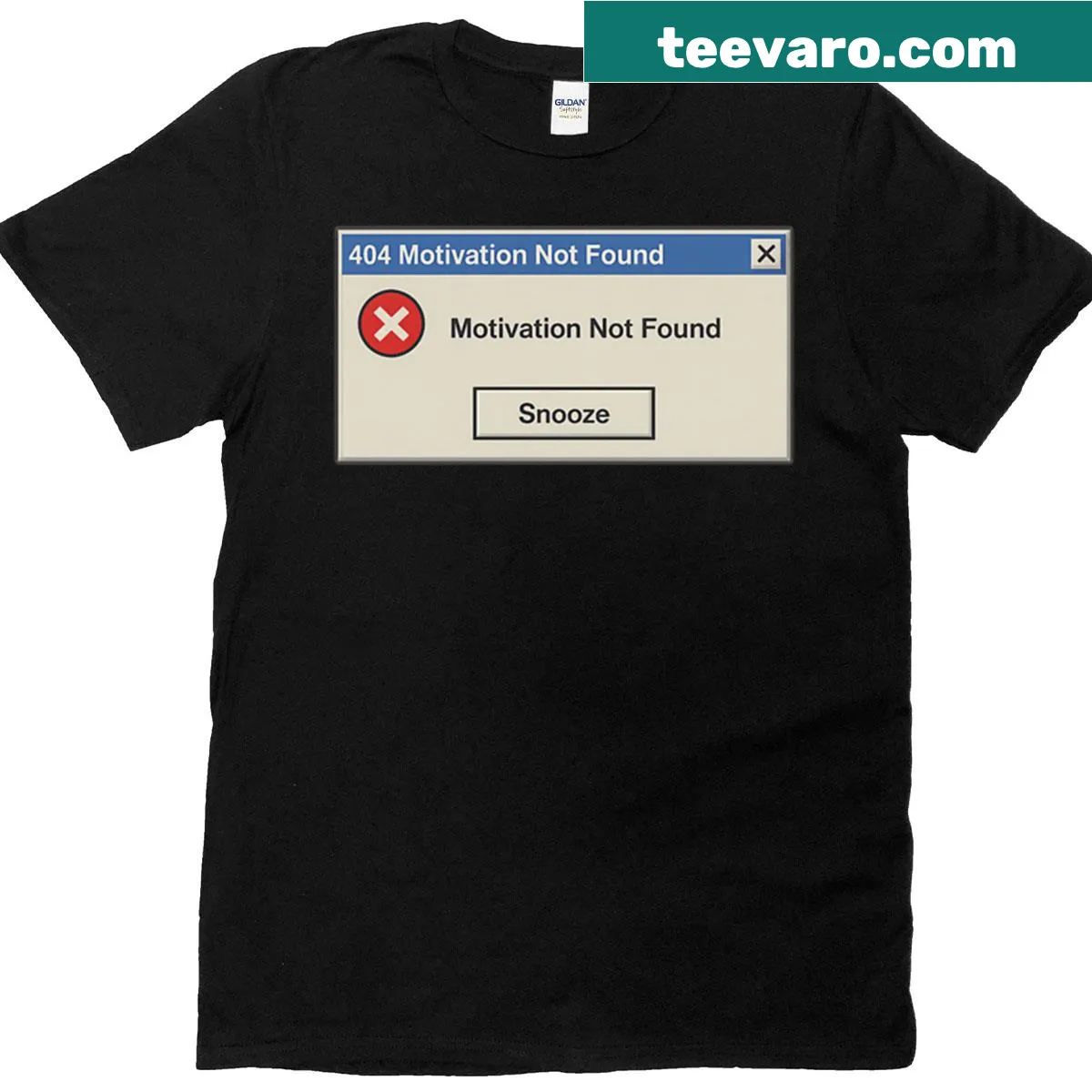 Retro error window graphic T-shirt with humorous text — on a men's t-shirt