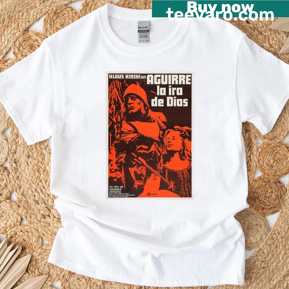 Aguirre The Wrath Of God t-shirt featuring thematic film artwork — on a men's t-shirt