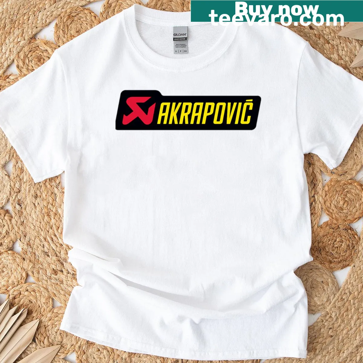 Akrapovic logo T-shirt for vehicle enthusiasts — on a men's t-shirt