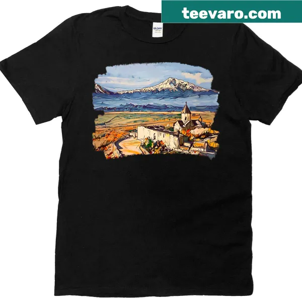 Realistic T-shirt featuring Ararat and Khor Virap landmarks