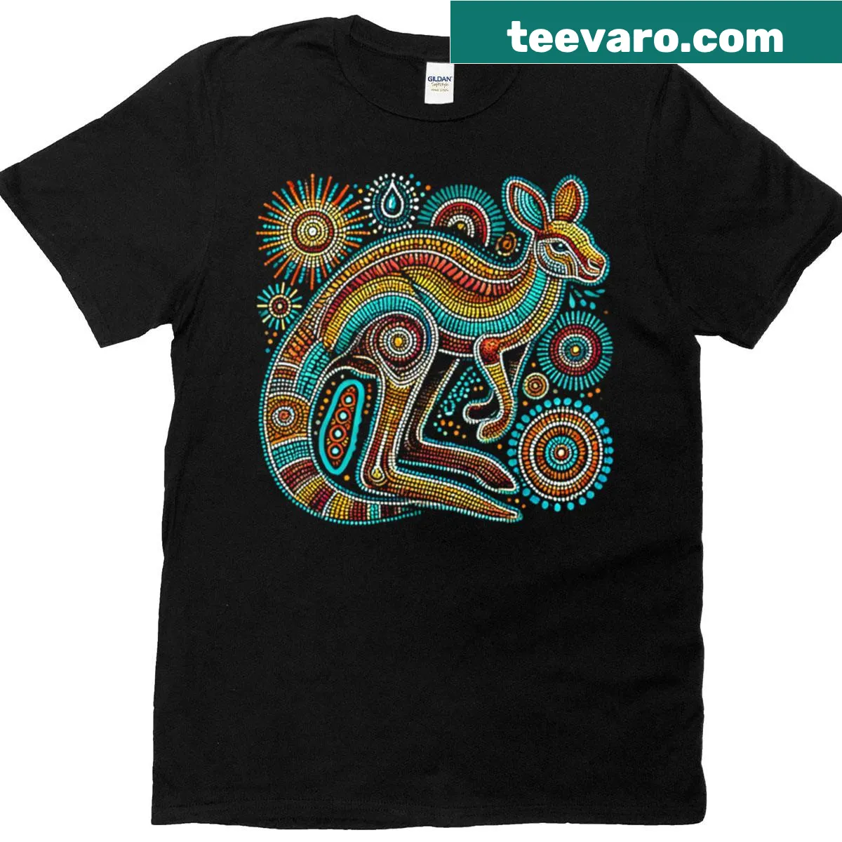 Illustrated T-shirt featuring a funny kangaroo design for Australia Day — on a men's t-shirt