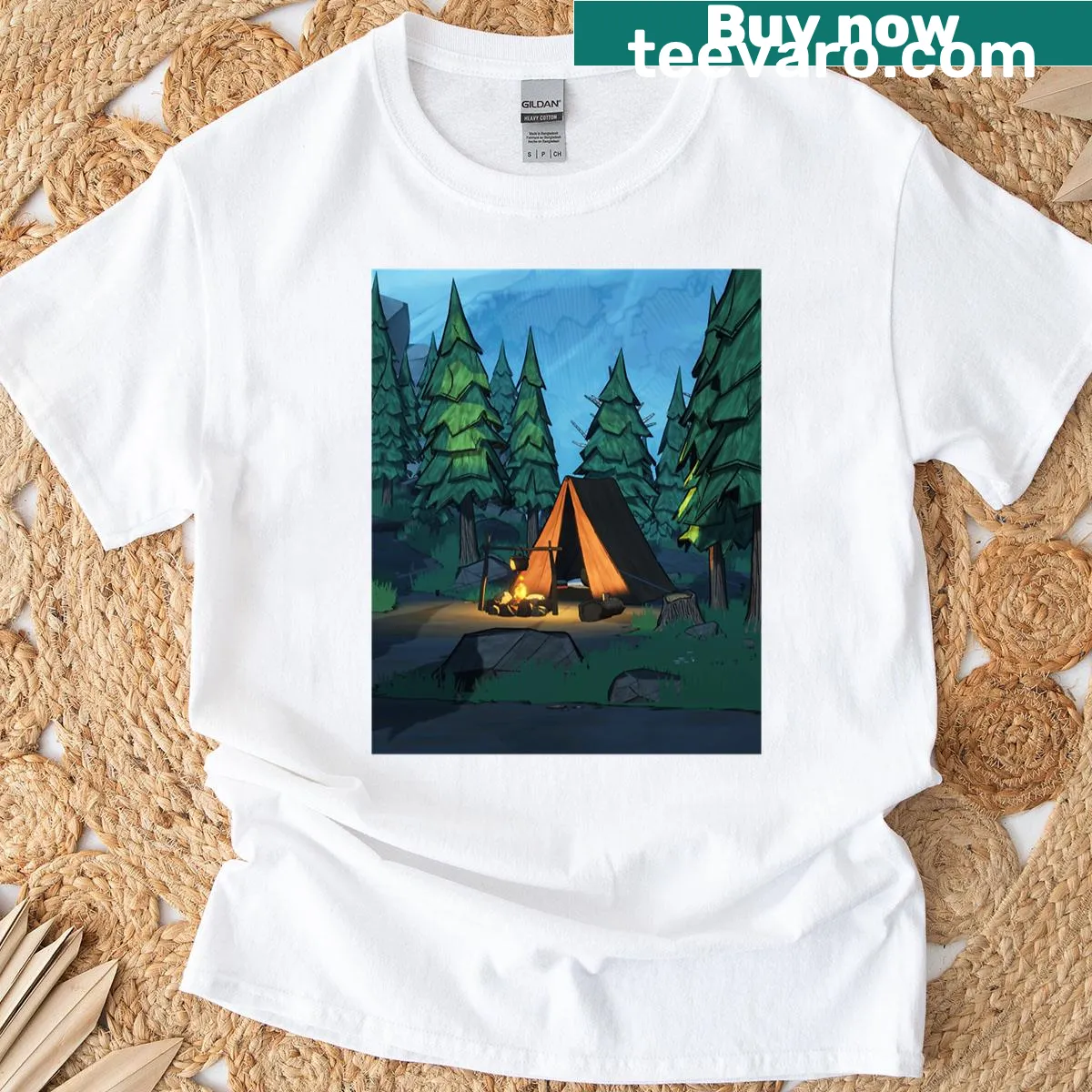 Graphic t-shirt featuring a blue prince character from a video game. — on a men's t-shirt