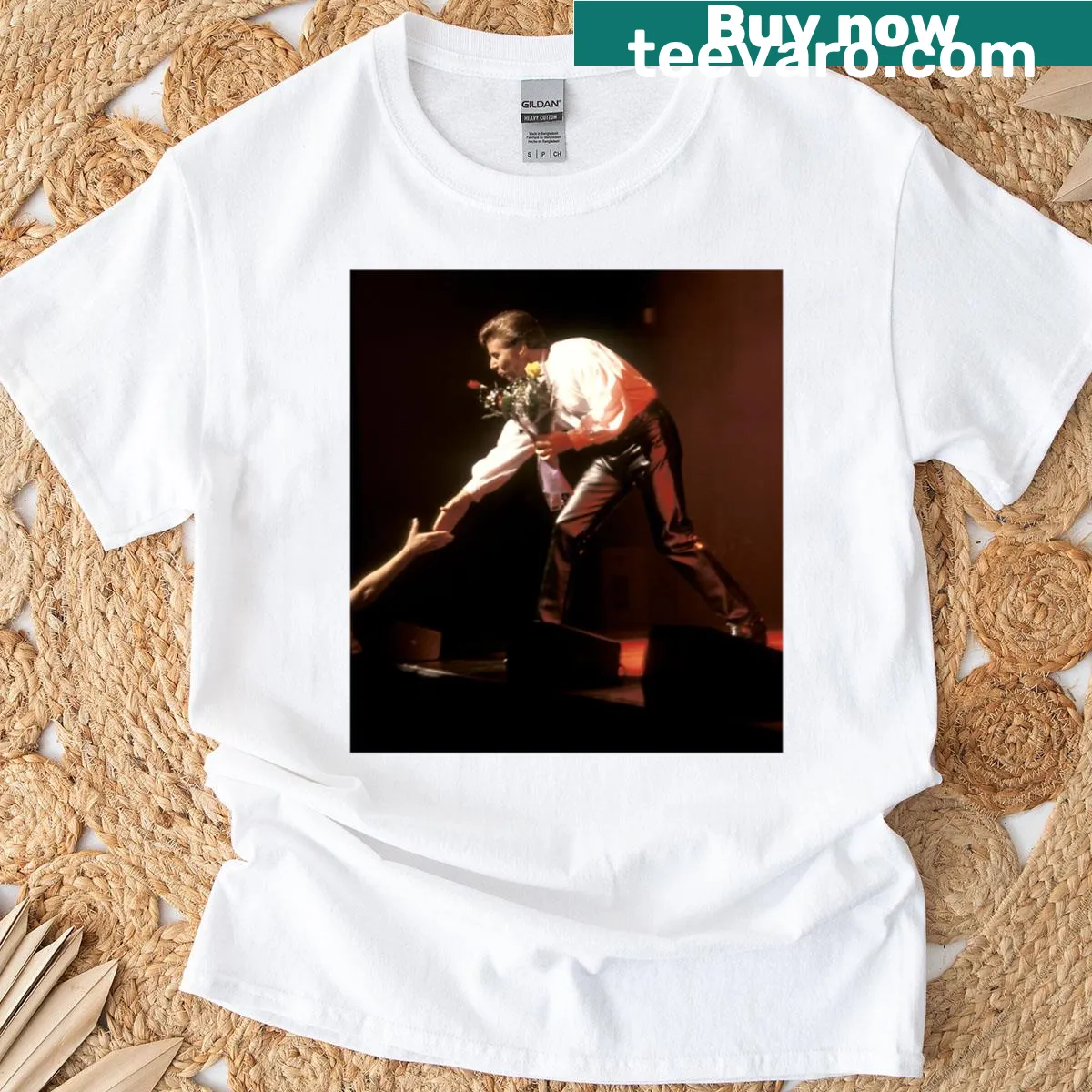 Oversized T-shirt featuring a photograph of Bobby Sherman — on a men's t-shirt