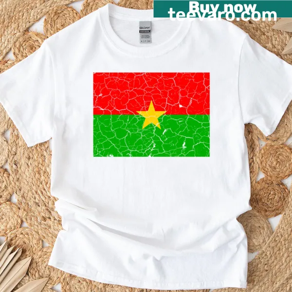 Vintage-style T-shirt featuring the flag of Burkina Faso