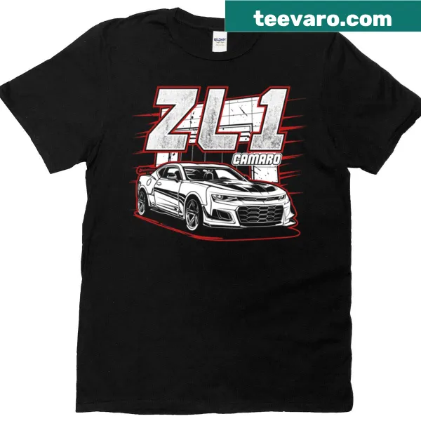 Illustration of a Camaro ZL1 on a T-shirt for car enthusiasts