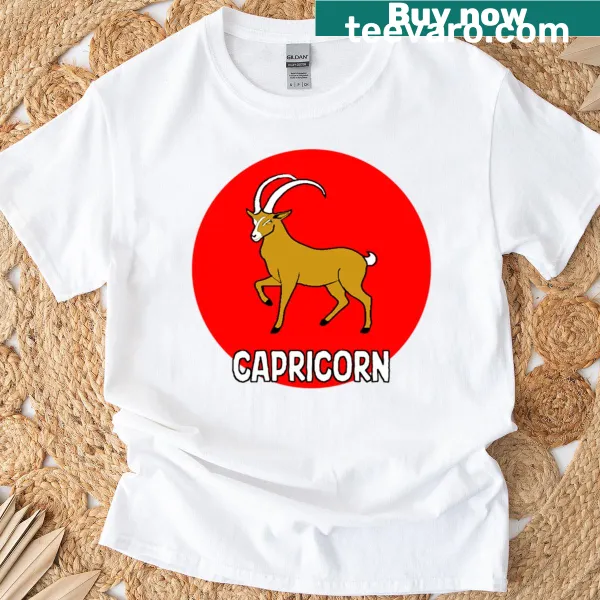Astrology-themed t-shirt featuring Capricorn sign and traits