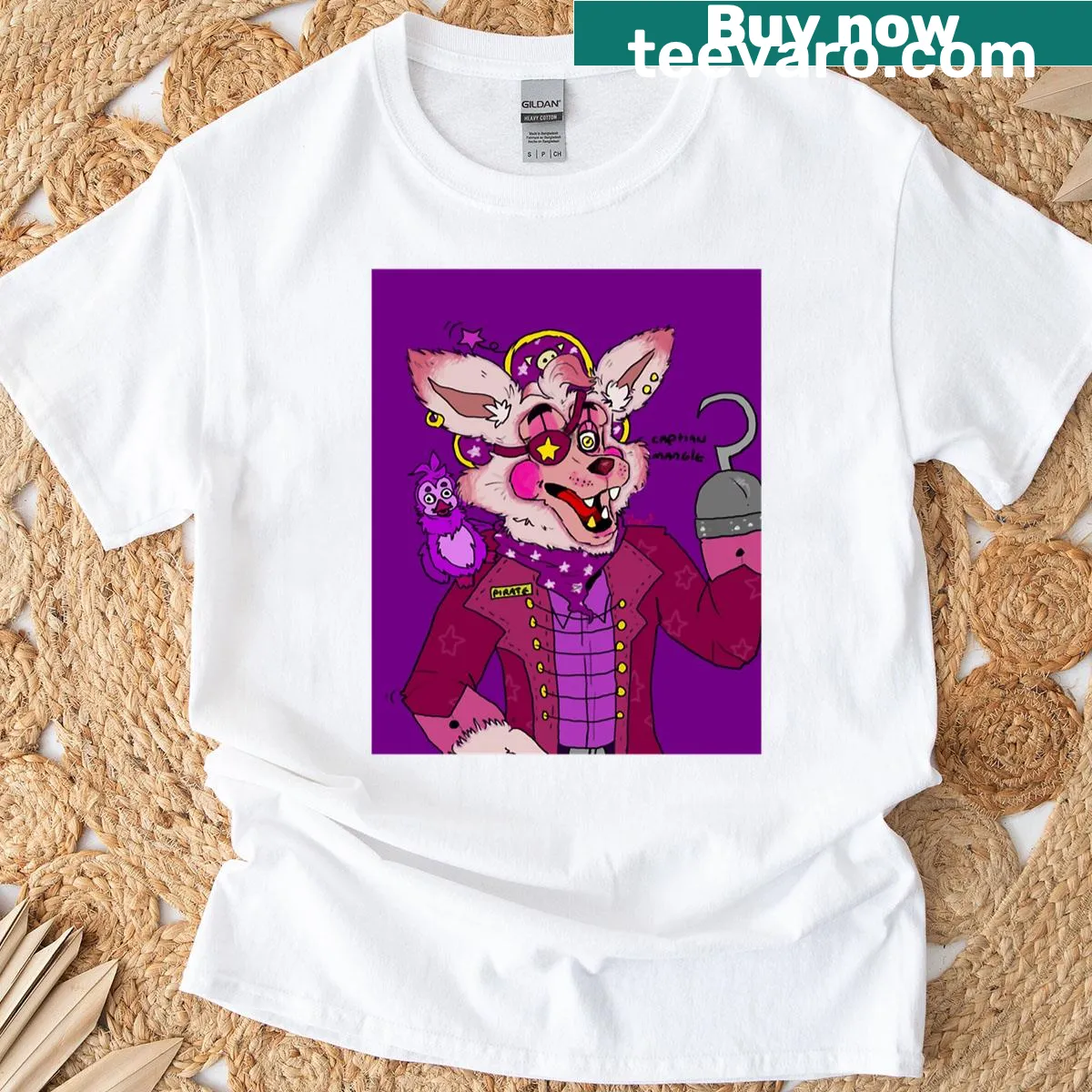 Illustration of Captain Mangle from Freddy juniors gaming series — on a men's t-shirt