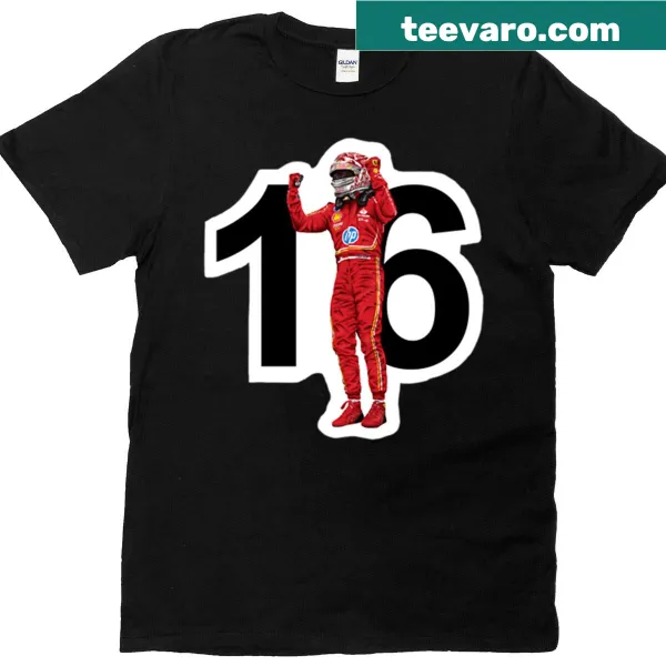 Graphic T-shirt celebrating Charles Leclerc, the racing driver